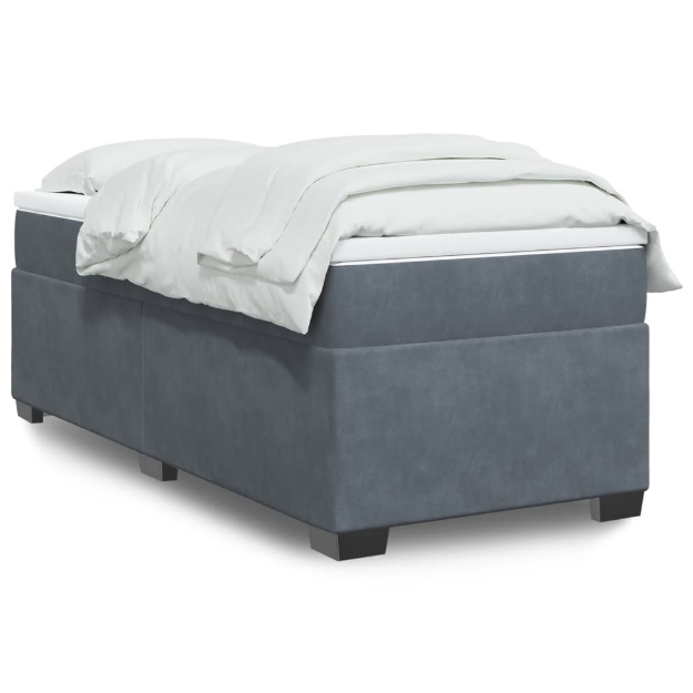 Giroletto a Molle con Materasso Grigio Scuro 100x200 cm Velluto