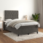Giroletto a Molle con Materasso Grigio Scuro 120x190 cm Velluto