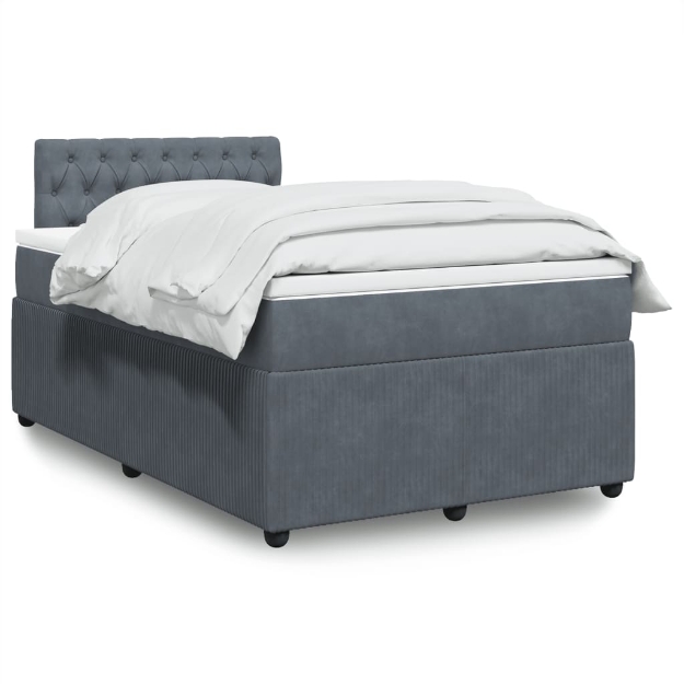 Giroletto a Molle con Materasso Grigio Scuro 120x190 cm Velluto