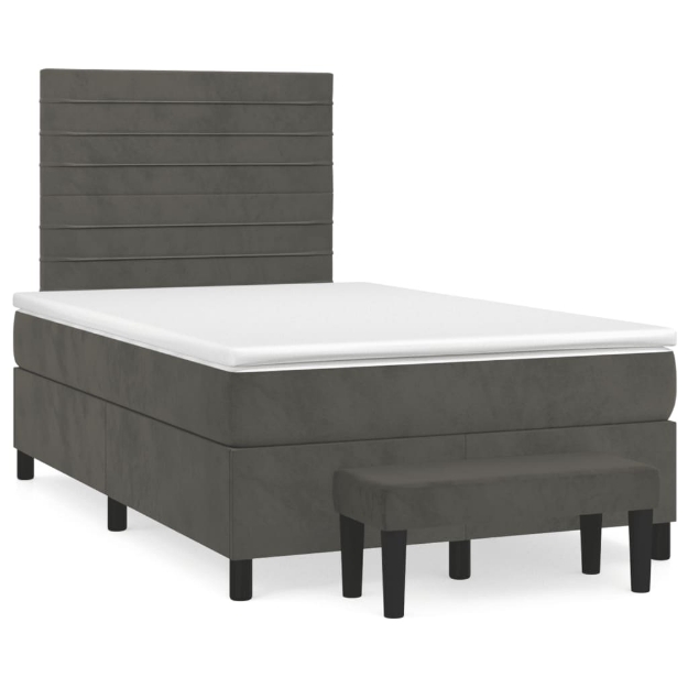 Giroletto a Molle con Materasso Grigio Scuro 120x190 cm Velluto
