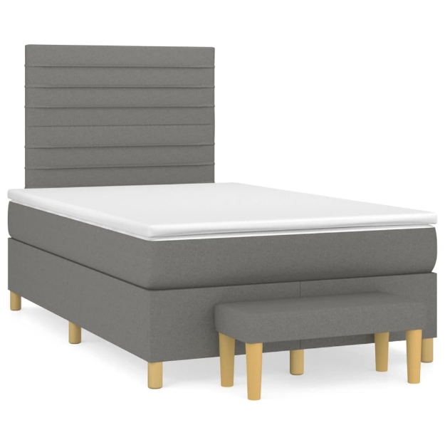 Giroletto a Molle con Materasso Grigio Scuro 120x190cm Tessuto