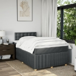 Giroletto a Molle con Materasso Grigio Scuro 120x190cm Tessuto