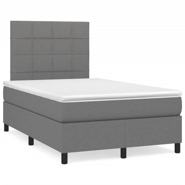 Giroletto a Molle con Materasso Grigio Scuro 120x190cm Tessuto