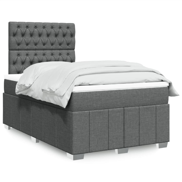 Giroletto a Molle con Materasso Grigio Scuro 120x190cm Tessuto