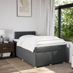 Giroletto a Molle con Materasso Grigio Scuro 120x200 cm Tessuto