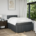 Giroletto a Molle con Materasso Grigio Scuro 120x200 cm Tessuto