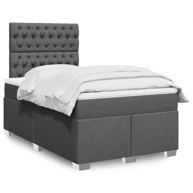 Giroletto a Molle con Materasso Grigio Scuro 120x200 cm Tessuto
