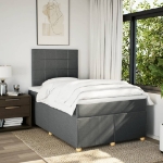 Giroletto a Molle con Materasso Grigio Scuro 120x200 cm Tessuto