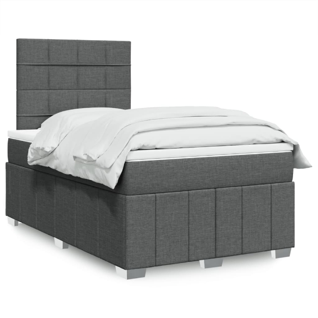 Giroletto a Molle con Materasso Grigio Scuro 120x200 cm Tessuto