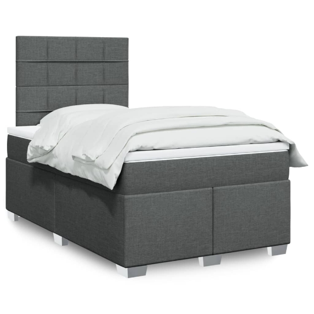 Giroletto a Molle con Materasso Grigio Scuro 120x200 cm Tessuto