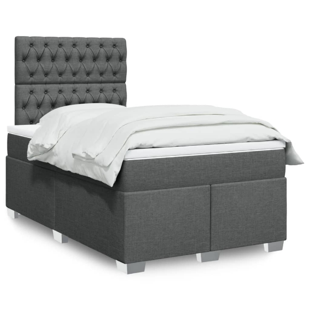 Giroletto a Molle con Materasso Grigio Scuro 120x200 cm Tessuto