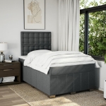 Giroletto a Molle con Materasso Grigio Scuro 120x200 cm Tessuto