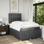 Giroletto a Molle con Materasso Grigio Scuro 120x200 cm Tessuto