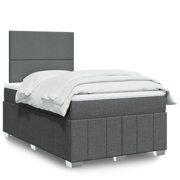 Giroletto a Molle con Materasso Grigio Scuro 120x200 cm Tessuto