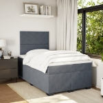 Giroletto a Molle con Materasso Grigio Scuro 120x200 cm Velluto