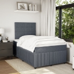 Giroletto a Molle con Materasso Grigio Scuro 120x200 cm Velluto