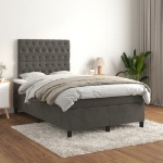 Giroletto a Molle con Materasso Grigio Scuro 120x200 cm Velluto