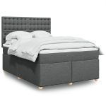 Giroletto a Molle con Materasso Grigio Scuro 140x190 cm Tessuto