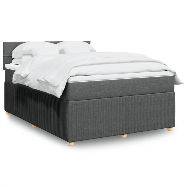 Giroletto a Molle con Materasso Grigio Scuro 140x190 cm Tessuto