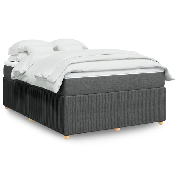 Giroletto a Molle con Materasso Grigio Scuro 140x190 cm Tessuto