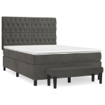 Giroletto a Molle con Materasso Grigio Scuro 140x190 cm Velluto