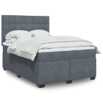 Giroletto a Molle con Materasso Grigio Scuro 140x190 cm Velluto