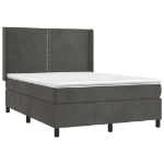Giroletto a Molle con Materasso Grigio Scuro 140x200 cm Velluto