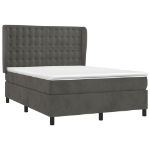 Giroletto a Molle con Materasso Grigio Scuro 140x200 cm Velluto