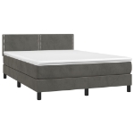 Giroletto a Molle con Materasso Grigio Scuro 140x200 cm Velluto
