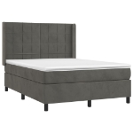 Giroletto a Molle con Materasso Grigio Scuro 140x200 cm Velluto