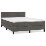Giroletto a Molle con Materasso Grigio Scuro 140x200 cm Velluto