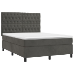 Giroletto a Molle con Materasso Grigio Scuro 140x200 cm Velluto