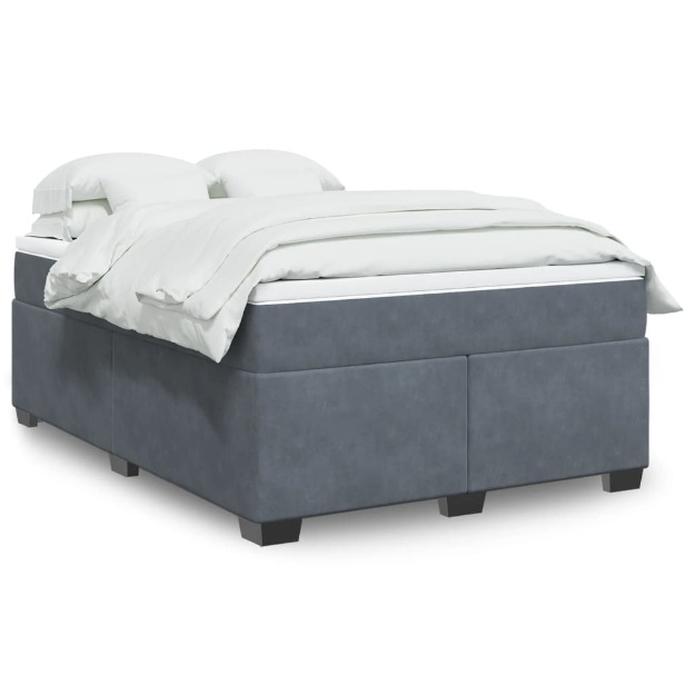 Giroletto a Molle con Materasso Grigio Scuro 140x200 cm Velluto