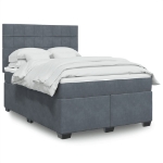 Giroletto a Molle con Materasso Grigio Scuro 140x200 cm Velluto