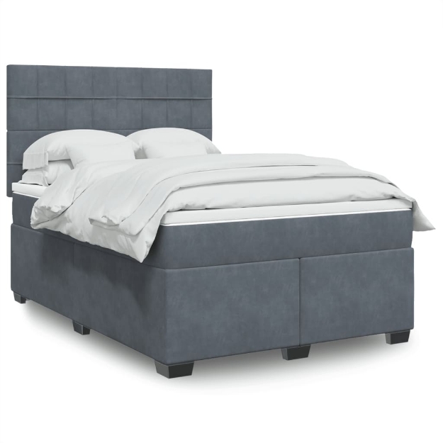 Giroletto a Molle con Materasso Grigio Scuro 140x200 cm Velluto