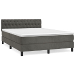 Giroletto a Molle con Materasso Grigio Scuro 140x200 cm Velluto