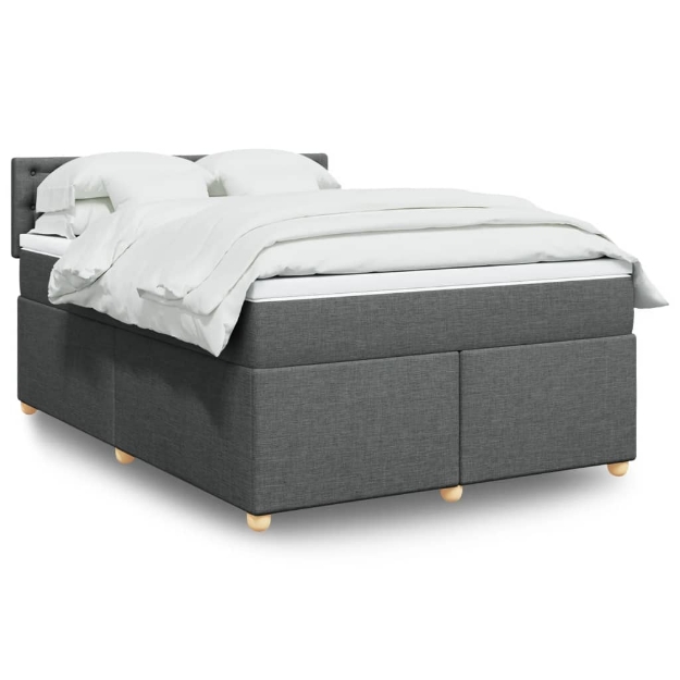 Giroletto a Molle con Materasso Grigio Scuro 140x200cm Tessuto
