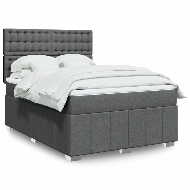Giroletto a Molle con Materasso Grigio Scuro 140x200cm Tessuto