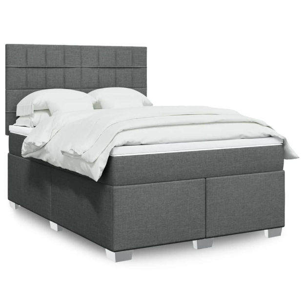 Giroletto a Molle con Materasso Grigio Scuro 140x200cm Tessuto