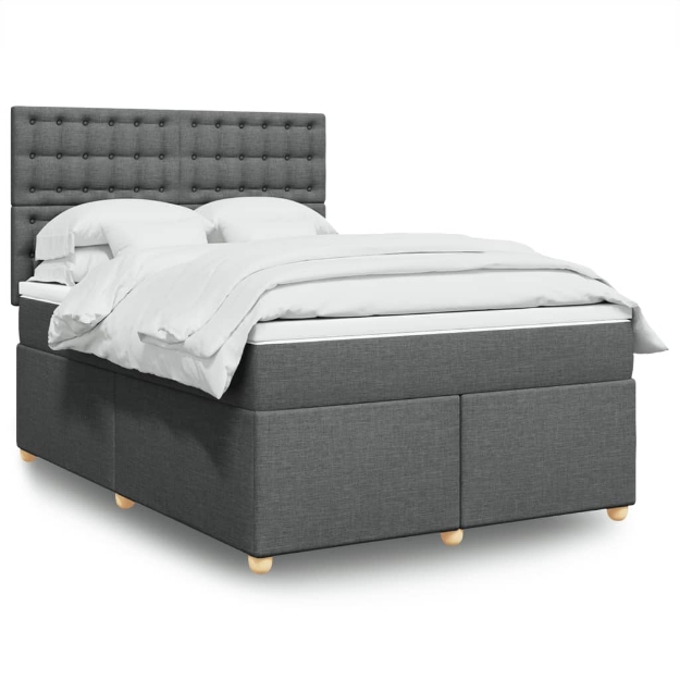 Giroletto a Molle con Materasso Grigio Scuro 140x200cm Tessuto