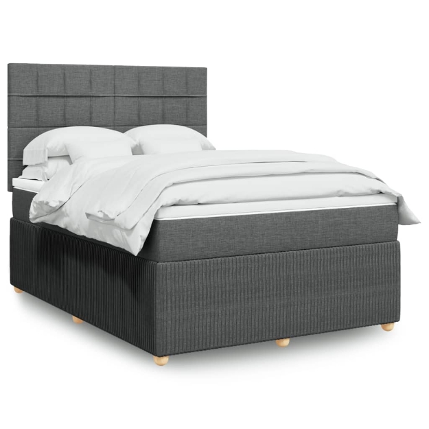 Giroletto a Molle con Materasso Grigio Scuro 140x200cm Tessuto