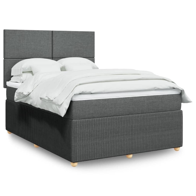 Giroletto a Molle con Materasso Grigio Scuro 140x200cm Tessuto
