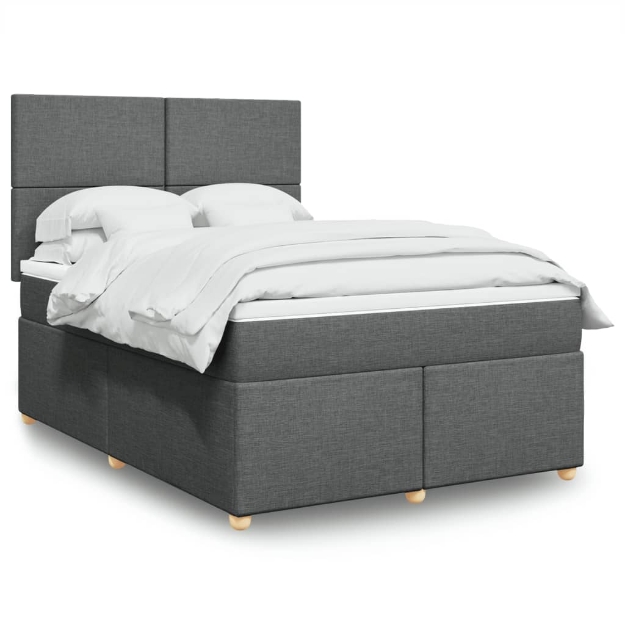 Giroletto a Molle con Materasso Grigio Scuro 160x200 cm Tessuto
