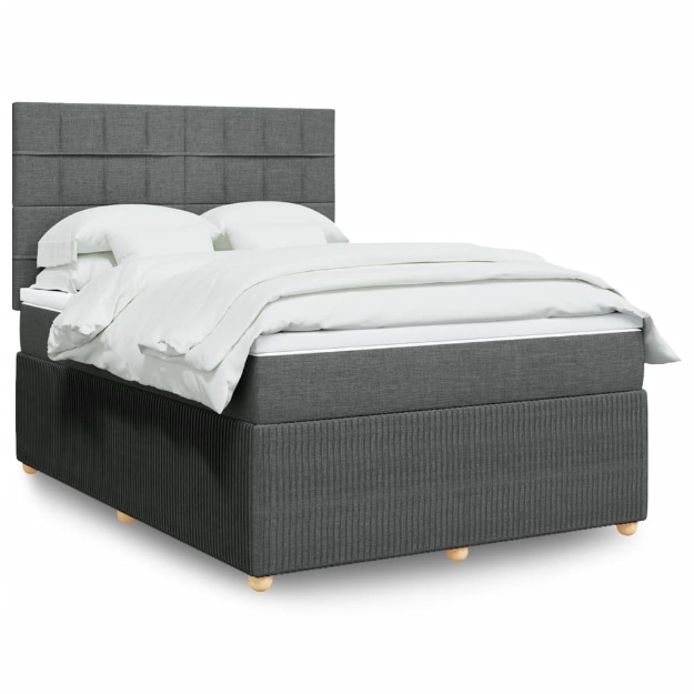 Giroletto a Molle con Materasso Grigio Scuro 160x200 cm Tessuto