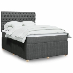 Giroletto a Molle con Materasso Grigio Scuro 160x200 cm Tessuto