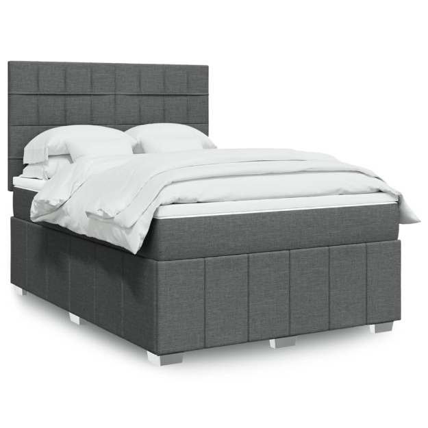 Giroletto a Molle con Materasso Grigio Scuro 160x200 cm Tessuto