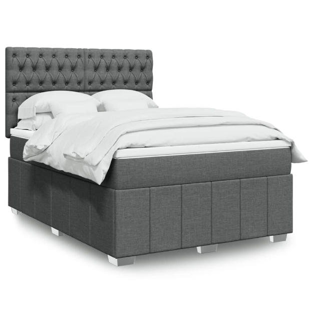 Giroletto a Molle con Materasso Grigio Scuro 160x200 cm Tessuto