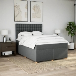 Giroletto a Molle con Materasso Grigio Scuro 160x200 cm Tessuto