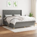 Giroletto a Molle con Materasso Grigio Scuro 160x200 cm Tessuto