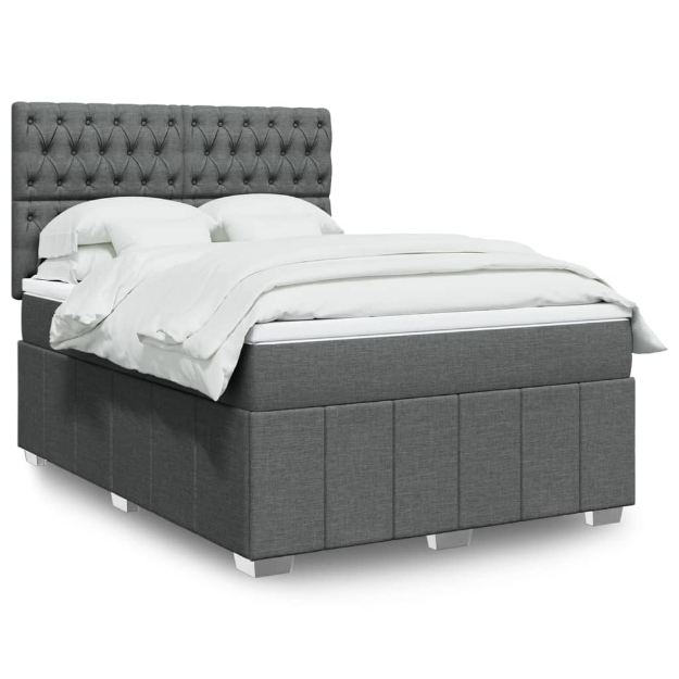Giroletto a Molle con Materasso Grigio Scuro 160x200 cm Tessuto